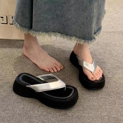 Pantoletten Straßenschuhe für Damen Flip Flops Frau Hausschuhe Höhe Sandalen Mit Premium Eva Neue Mode 2025 Trend Luxus