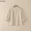 ZANZEA Women Casual V-Neck Solid Color 3/4 Sleeve Blouse