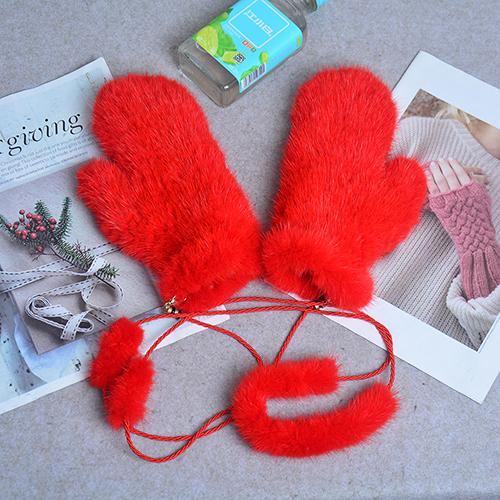 Fashion Winter Women Gloves Genuine 100% Real Mink Fur Glove Knitted Mittens Thick Warm Fur Gloves Mittens