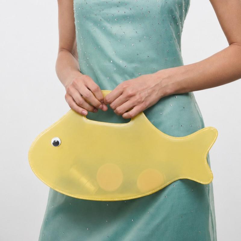 Waterproof Cartoon Fish Shape PVC Jelly Tote Bag Transparent Colorful Handbag for Concert Stadium Use