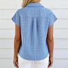 Women's Casual Loose Button Short Sleeve Plaid Shirt Top