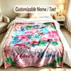 Floral Garden Theme Soft Blanket Personalized Custom Name Text Print Warm Blanket Home Sofa Bedroom Decor