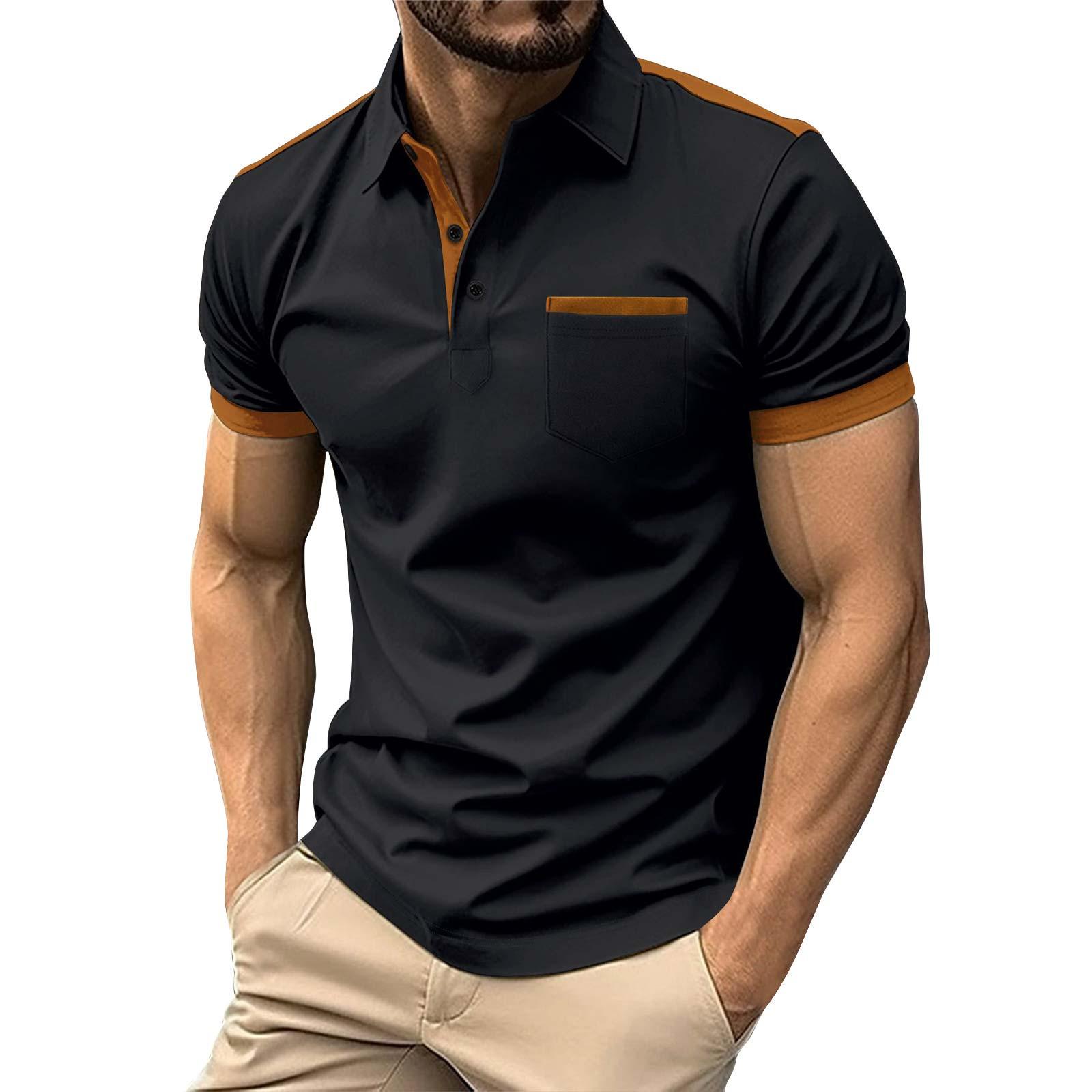 

Мужская летняя дышащая рубашка с коротким рукавом для отдыха M чёрный