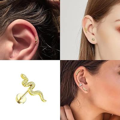 1Pair 20g Gold Flat Back Earrings for Women 316L Surgical Stainless Steel Hypoallergenic Stud Earrings Push-in Lobe Stud Earring