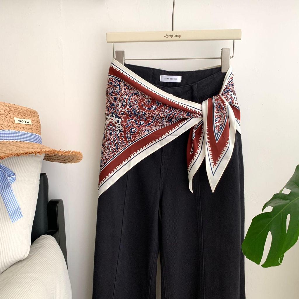 Korean Cashew Flower Triangular Scarf: Women's Layered Accessory Waist Belt Decoration