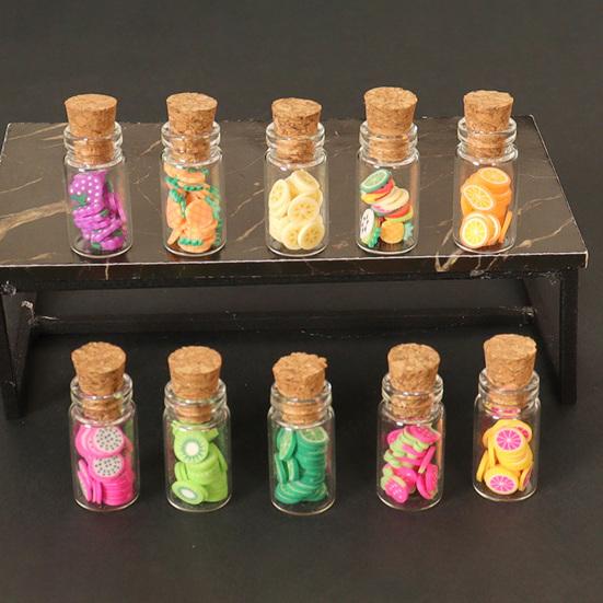 12Pcs Doll Houses Accessories Miniature Fruit Jars 1/12 Scale Realistic Fruits In Glass Jar for Fairy Garden Doll Houses Kitchen Decor And DIY Crafts