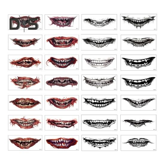 

2/5/10/20 шт. Хэллоуин жуткие татуировки рот наклейки шрам татуировки лицо водонепроницаемые временные татуировки вечеринка боди-арт DIY макияж наклейка 2pcs