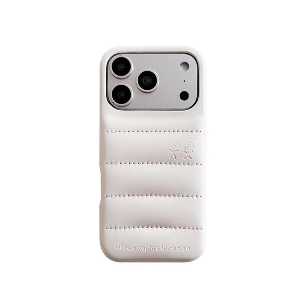 Luxury PU Leather Puffer Phone Case For 17 16 15 14 Pro Max 13 Shockproof Cover Urban Sophistication Down Jacket Caps