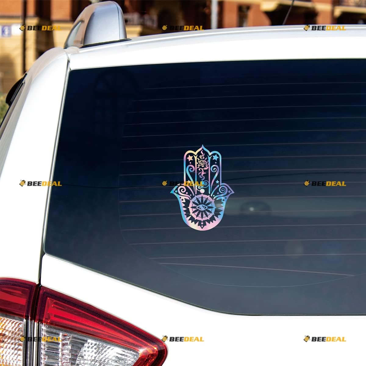 

Holographic Iridescent Color, 6 Inches - Hamsa Hand Khamsa Decal Sticker Vinyl Fatima Arab - for Car Boat Laptop