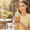 Kuppelförmiger Deckel Strohhalm Kaffeebecher Transparenter Saft Gelee Tasse Tragbarer Saugbecher Milch