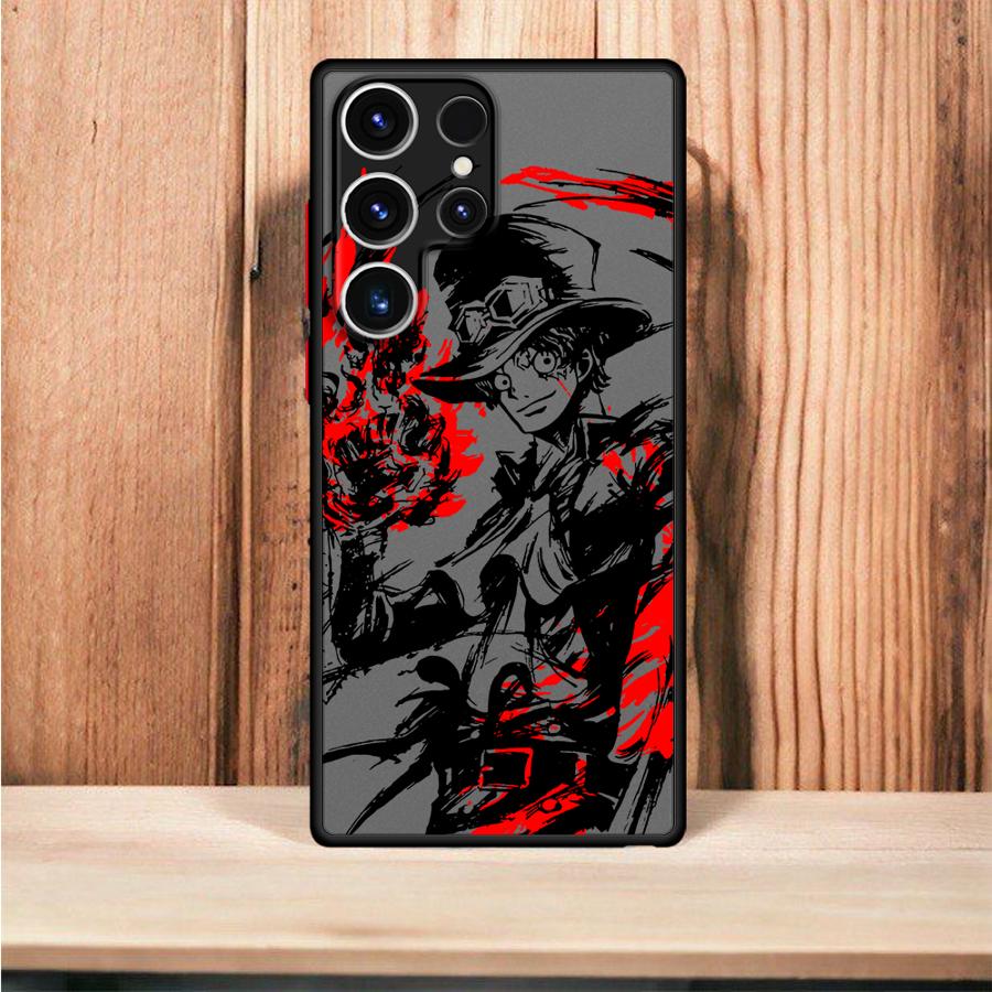 Black Edge Shell Phone Case for Samsung Galaxy S21 S25 Ultra S23 S9 Plus S24 Ultra S21 5G S22 Plus S20 FE S10+ One Piece Sabo