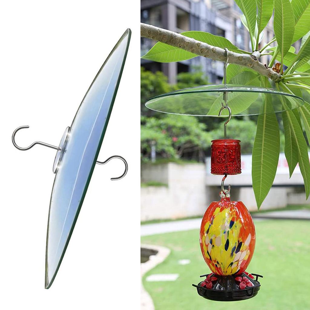 Przezroczysta Plastikowa Kopuła Osłaniająca Karmnik dla Ptaków z Żelaznym Hakiem Wodoodporna Osłona Przeciwdeszczowa Karmnika dla Ptaków na Zewnątrz Ogród Podwórko Patio