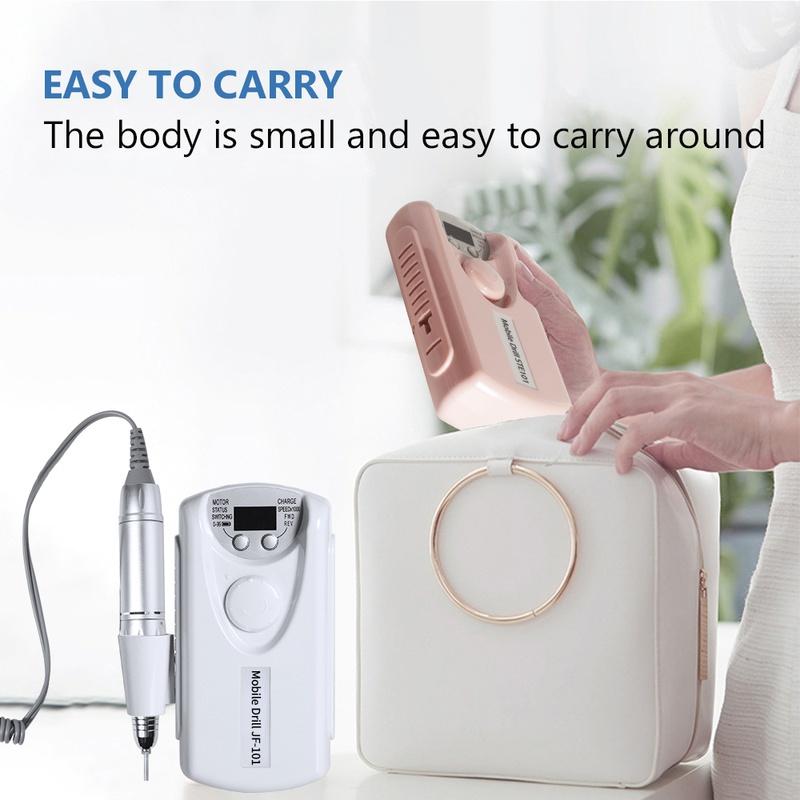 Mașină electrică portabilă de găurit pentru unghii, mașină de manichiură pentru șlefuitor de unghii cu gel acrilic, echipament reîncărcabil pentru arta unghiilor