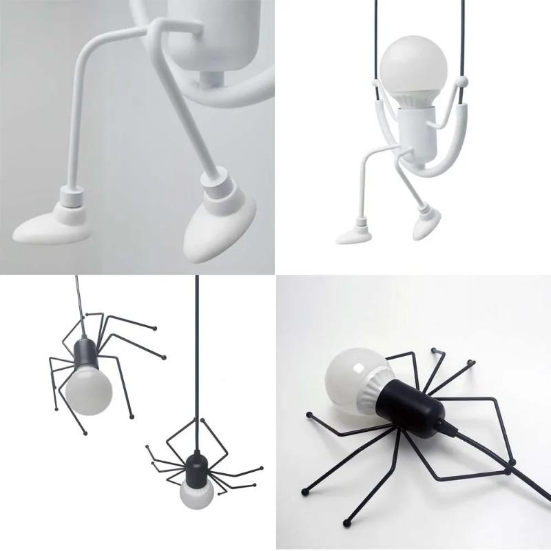Pendant Light Nordic Little Man Spider Hanging Lamp Iron Swing Lamps Retro Loft Lighting LED Fixture for Kids Room Coffee Bar