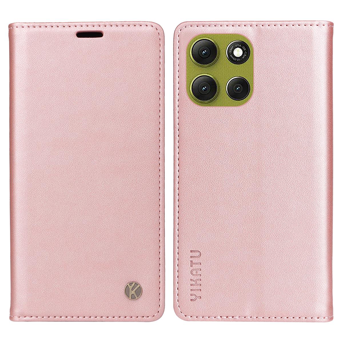 

For Motorola Moto G86 5G/G86 Power 5G Phone Cases YIKATU Magnetic Closure PU Leather Mobile Cover - Rose Gold E