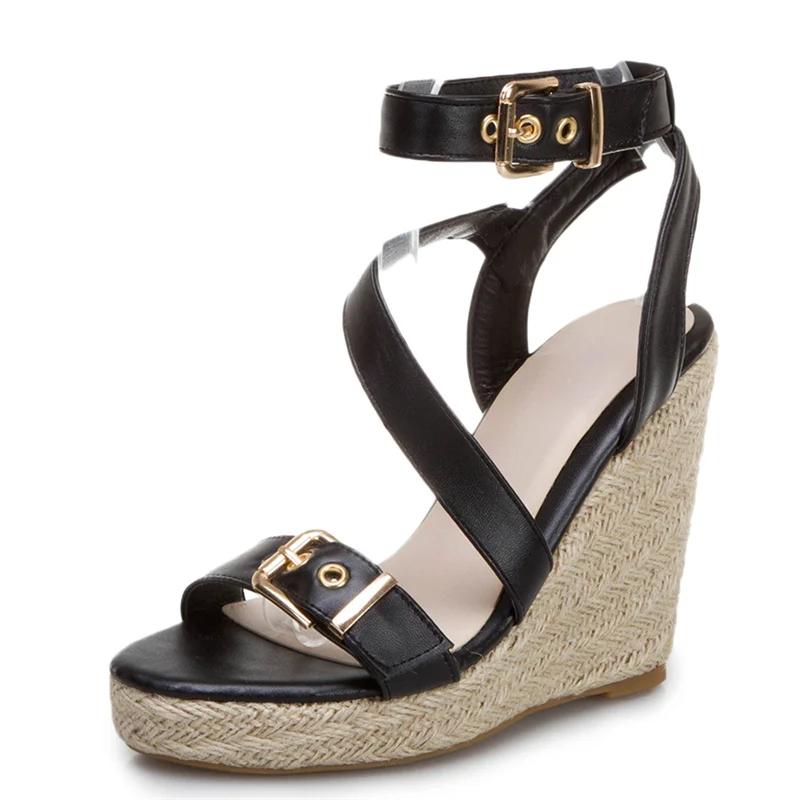 Fashion Fashion Wedge Sandals Women Summer Shoes Platform Knitted High Heels Flip Flops Large Size Cross Strap Party Shoes Female White