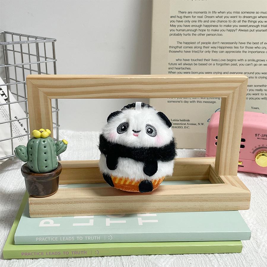 Adorable Round Panda Plush Keychain - Perfect Gift or Bag Charm