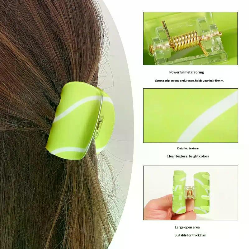 Acetic Acid Shark Hair Claw Tennis Racket Design Fashion Hair Clip Cute Headwear Accessories for Women Girls