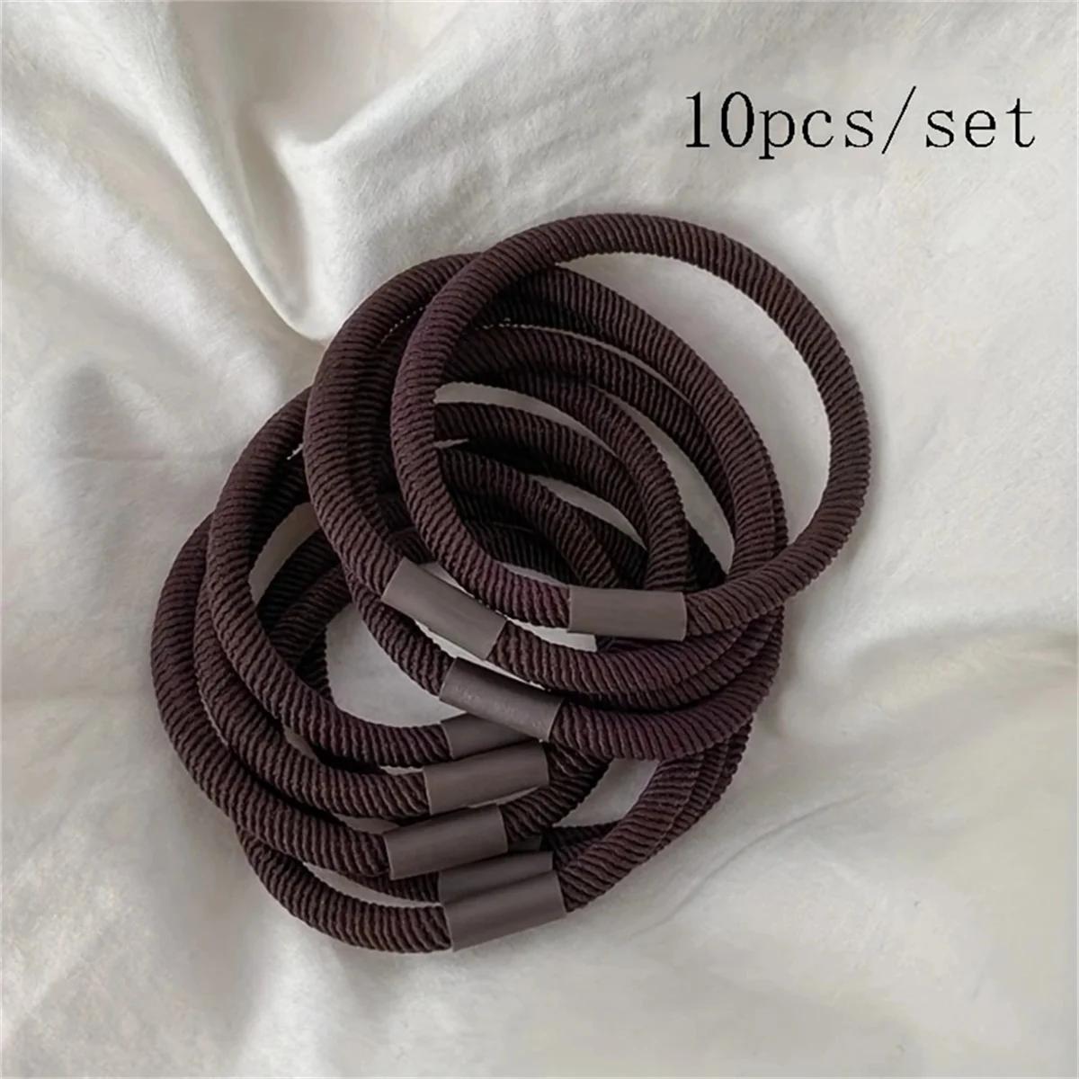 

10pcs/set Hair Ties Basic Plain Color Thick High Elasticity Elastic Hair Band Ponytail Holder Rubber Band Women Hair Accessories