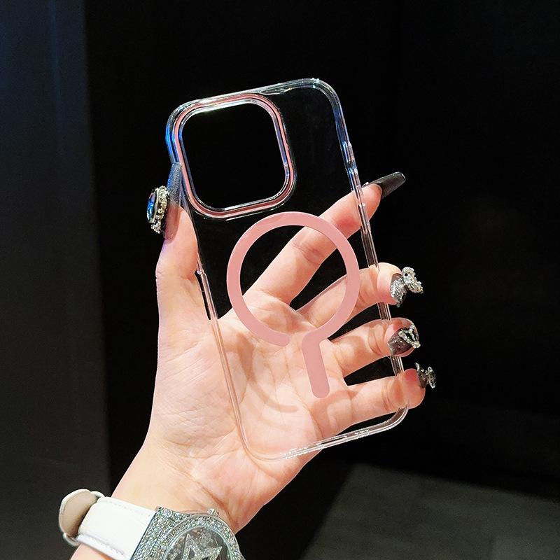 Applicable iPhone16 question mark magnetic mobile phone case transparent non-yellow PC hard Apple 15promax protective case 14