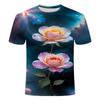 Summer New Beautiful Flower Pattern 3D Printed T-shirt Trendy Fashion and Versatile Short Sleeve for Primary and Secondary School Students