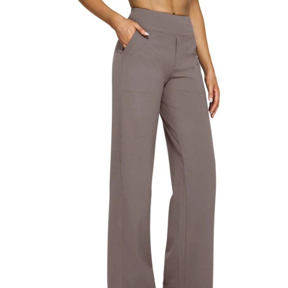 Pantaloni Casual a Vita Alta Gamba Dritta Tasche Ampie Pantaloni Yoga Donna Vestibilità Rilassata Pantaloni Sportivi