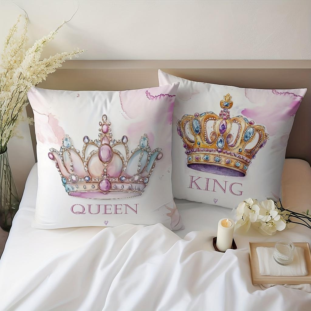 2 Pezzi Federe Lusso Corona Re & Regina con Cerniera Coperture Per Divano Letto Arredo Contemporaneo Elegante Custodia Quadrata per Cuscino