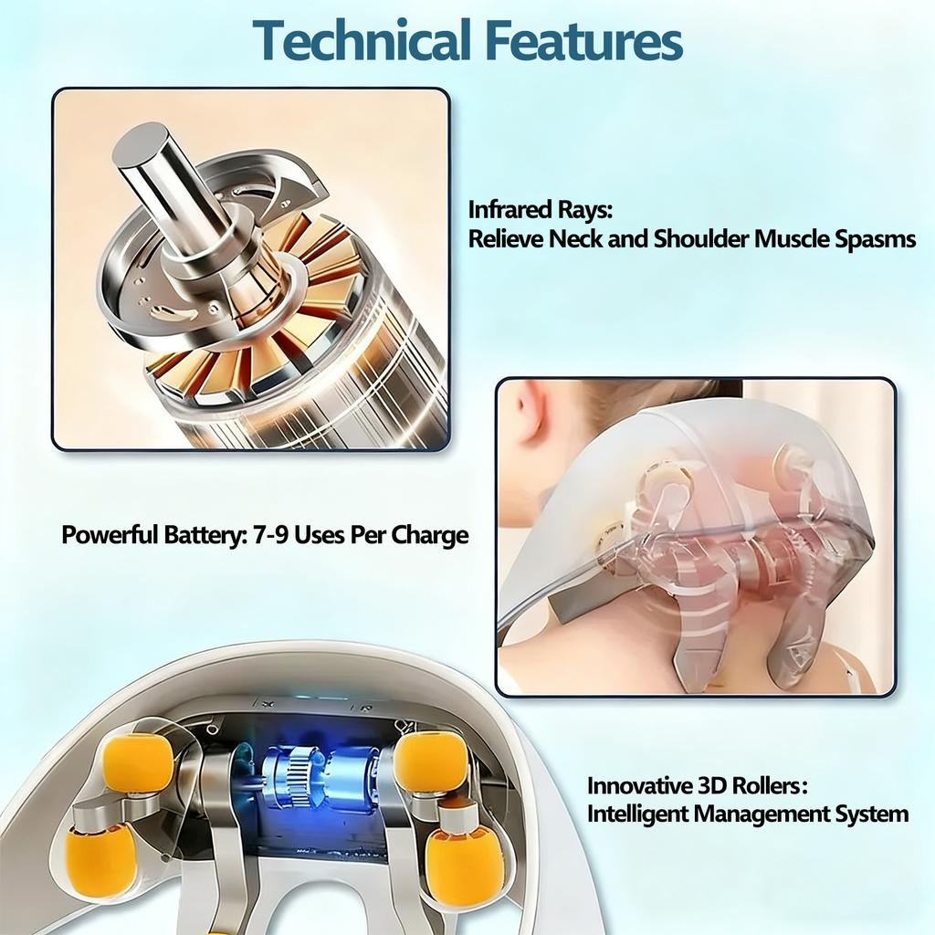 Elektrische Nekmassager 3 Modi 5 Snelheden Draadloos Rug Nek Schouder Kussen Cervicale Wervelkolom Spierontspannende Massager Verwarming Fysiotherapie Pijnverlichting