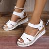 Women's new summer versatile casual Velcro large size women's shoes flat-bottomed wedge sandals women's