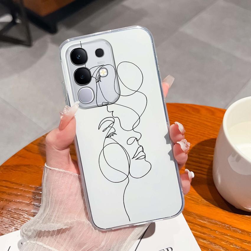 Dla Vivo Y29 Y29s Y28 Y27 Y22 Y21a Y21e Y20a Y20i Przezroczyste Etui na Telefon TPU Tajemniczy Orientalny Wzór Smoka Miękkie Silikonowe Antypoślizgowe Etui Dla Vivo Shell