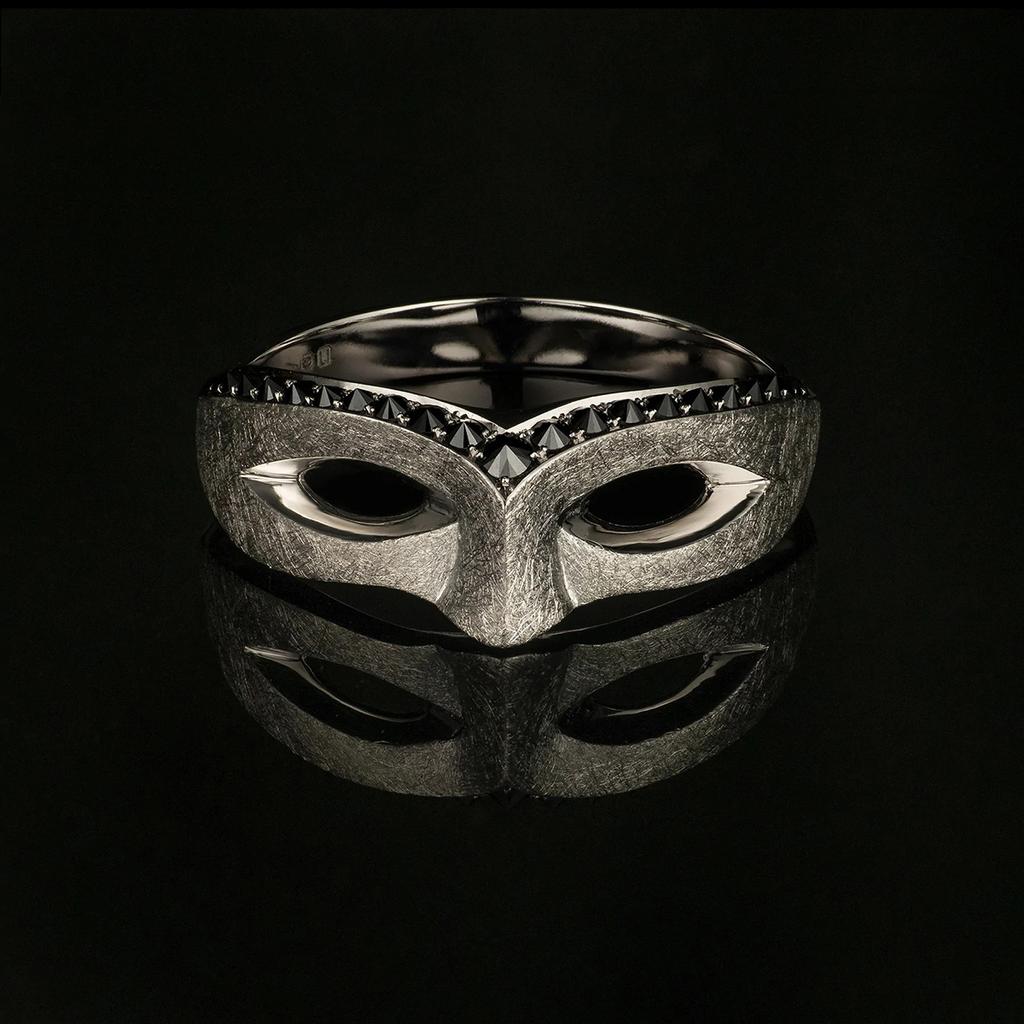 New Simple and Light Luxury Fake Face Dance Mask Ring Personality Vintage Embedded Diamond Ring
