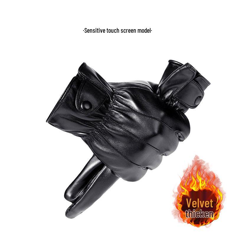 Herren Winter Warme Leder Motorradhandschuhe - Kältefest, Wasserdicht, Touchscreen, Plus Samt