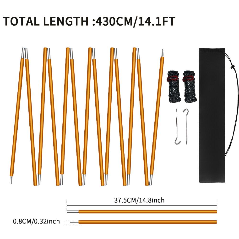 Aluminum Tent Poles Replacement Pre-Assembled Tent Poles Lightweight Tent Pole Repair Kit for Hiking Camping Backpacking Tent