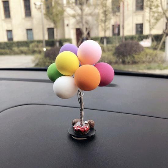 Colorful Balloons Car Decorations Cute Mini Cartoon Car Creative Ornaments Car Accessories for Girls Dashboard