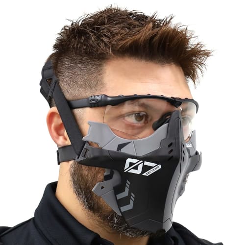 LayLax ARMOR FACE GUARD SHADOW BLACK Battle Style Polycarbonate Hard Face Mask for Airsoft