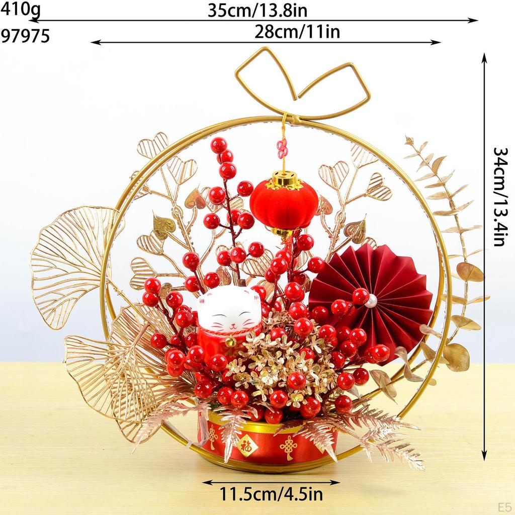 Chinese Year Ornaments Desk Night Light Lighted Artificial Potted Flower for Wedding