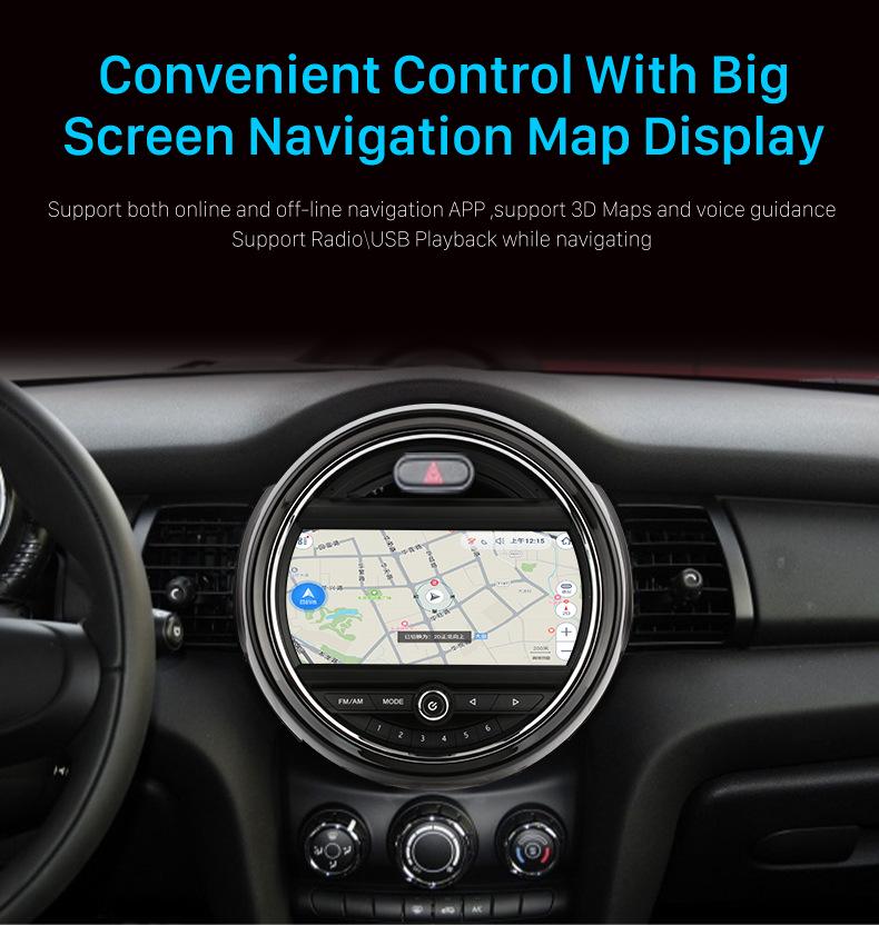 Compatible with 2014-2019 BMW MINI Cooper F54, F55, F56, F60 Featuring Ambient Lighting and Navigation.