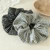 Lassic British Style Plaid Scrunchies Cotton Linen Feeling Hair Ties Minimalist Checkerboard Hair Rope For Professional Women