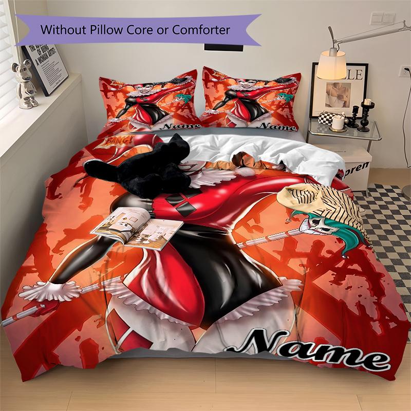 Custom Textile Harley Quinn Bedding 3 Piece Set HD Print Duvet Cover Pillowcases for Teens Adult Bedroom Decoration