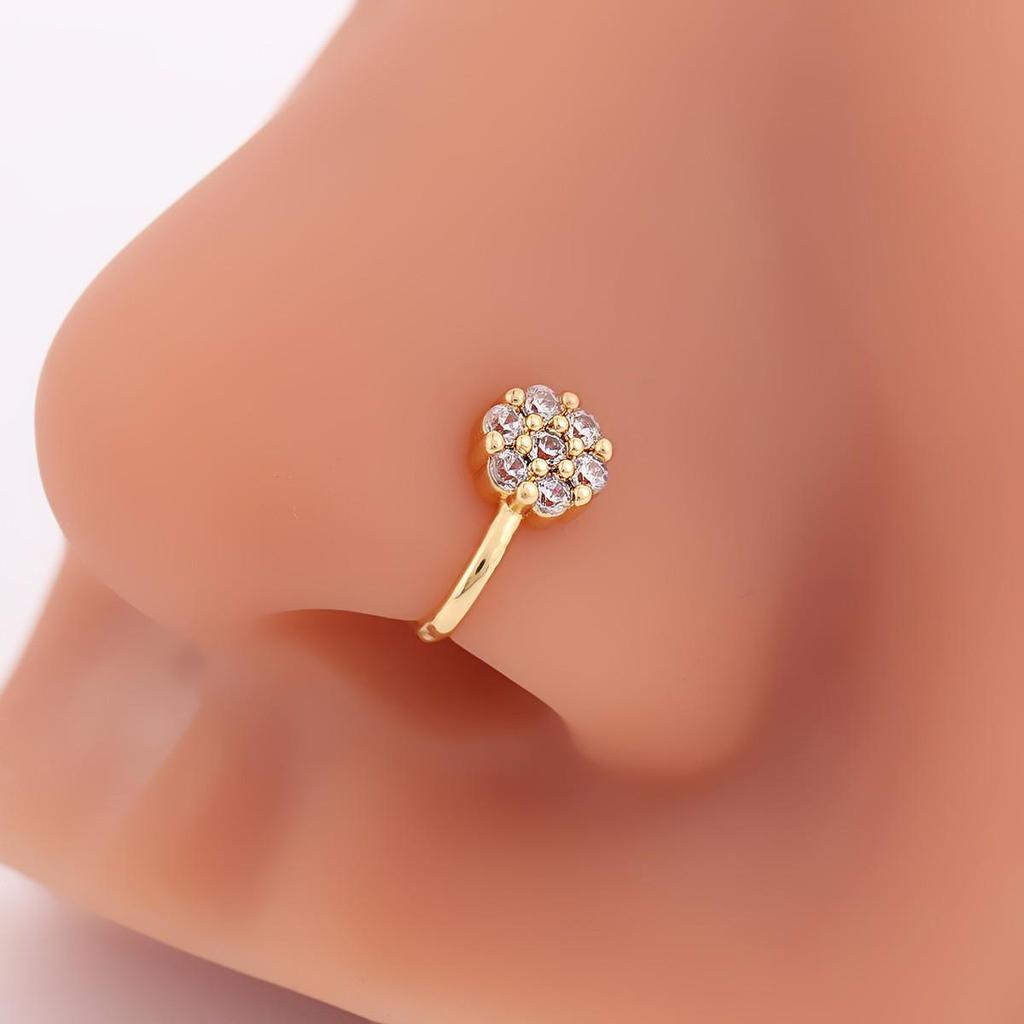 Elegant Zirconia Flower U-Shaped Non-Piercing Nose Clip