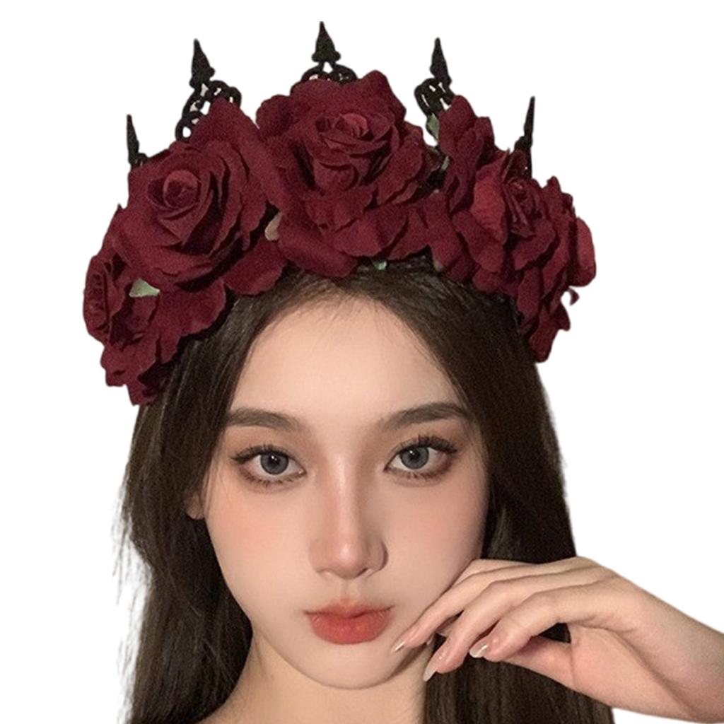 Gothicism Rose Headbands Halloween Cosplay Hair Hoop Carnivals Headbands for Bridal Wedding and Festival