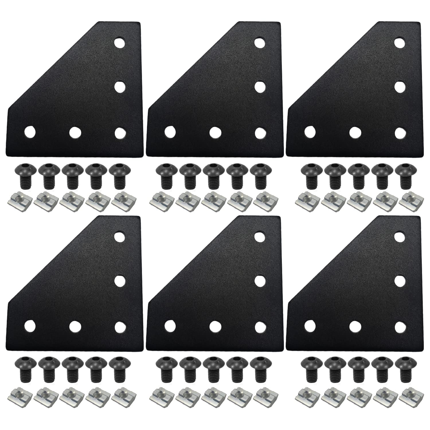 

6pcs 4040 Corner Bracket Joint Plate Right Angle 5 Hole Aluminum Extrusion Connector 30 4040 L Type чорний