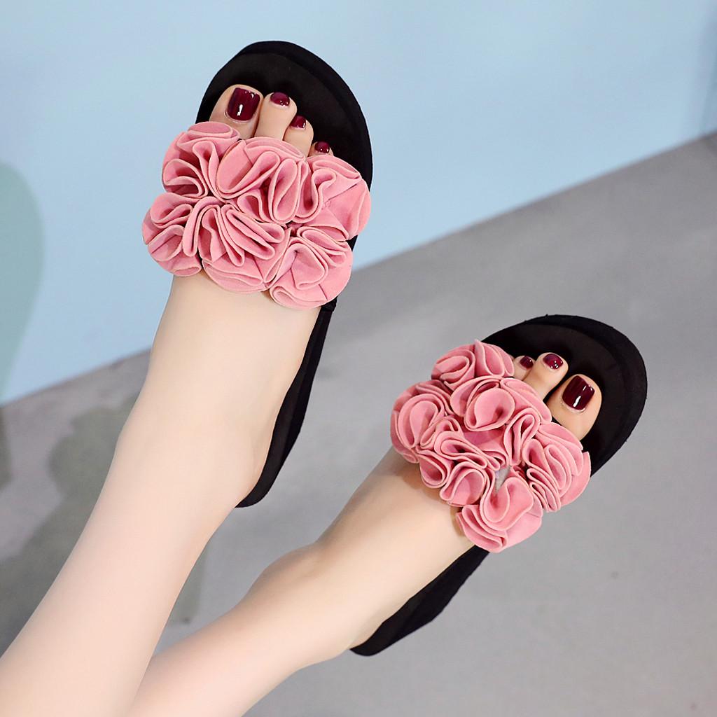 Wedges Platform Flip Flops For Woman Bohemian Style Summer Slipper With Floral Large Size Women's Summer Footwear Chaussure Femm