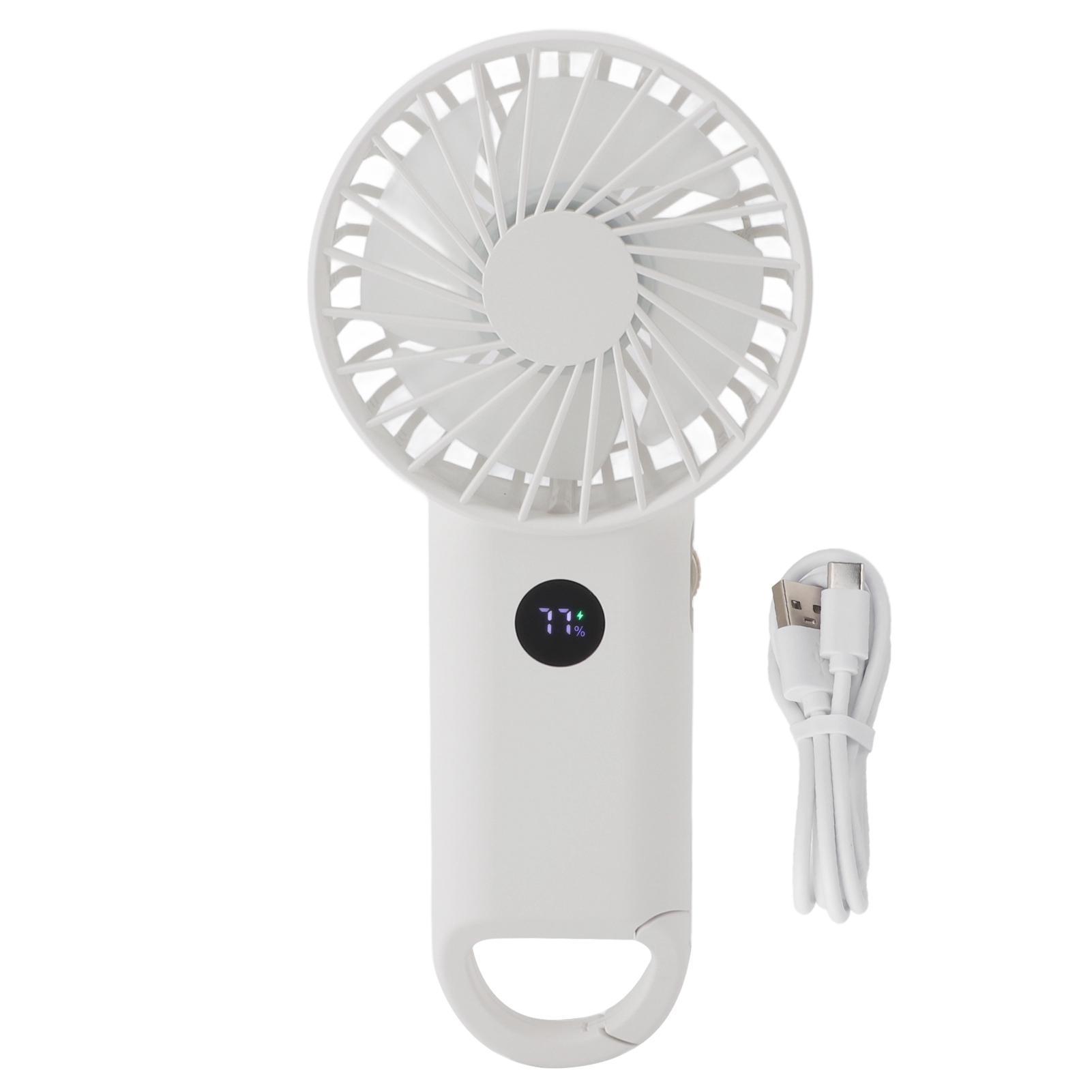 

Handheld Fan Multifunction 100 Levels Stepless Speed Intelligent Digital Display USB Rechargeable белый