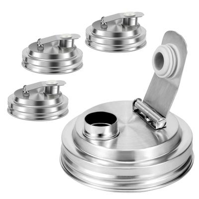 2/4Pcs Stainless Steel Mason Jar Pour Spout Lid for Wide Mouth Mason Jars Leak-proof Seal Bottle Cover Spout Lid With Handle