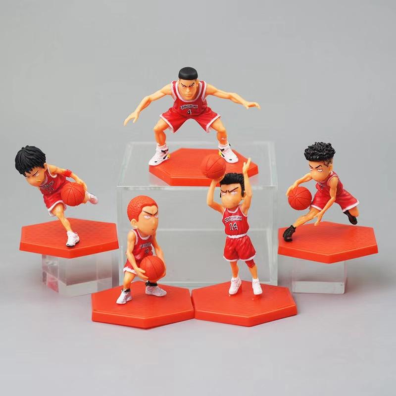5Pcs/set Cartoon Anime Slam Dunk PVC Action Figure Sakuragi Hanamichi Kaede Rukawa GK Model Kids Toys PVC Collectible Tide Play