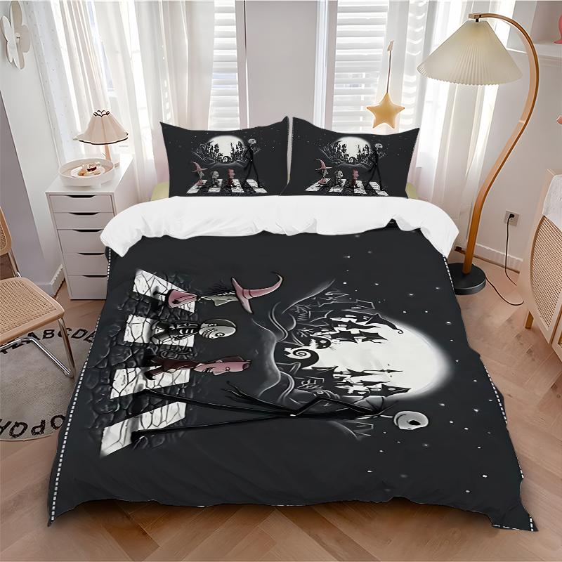 Nightmare Before Christmas Printed 3pcs Bedding Set Soft Microfiber 1 Duvet Cover And 2 Pillowcases Home Bedroom Decor Xmas Gift K1911