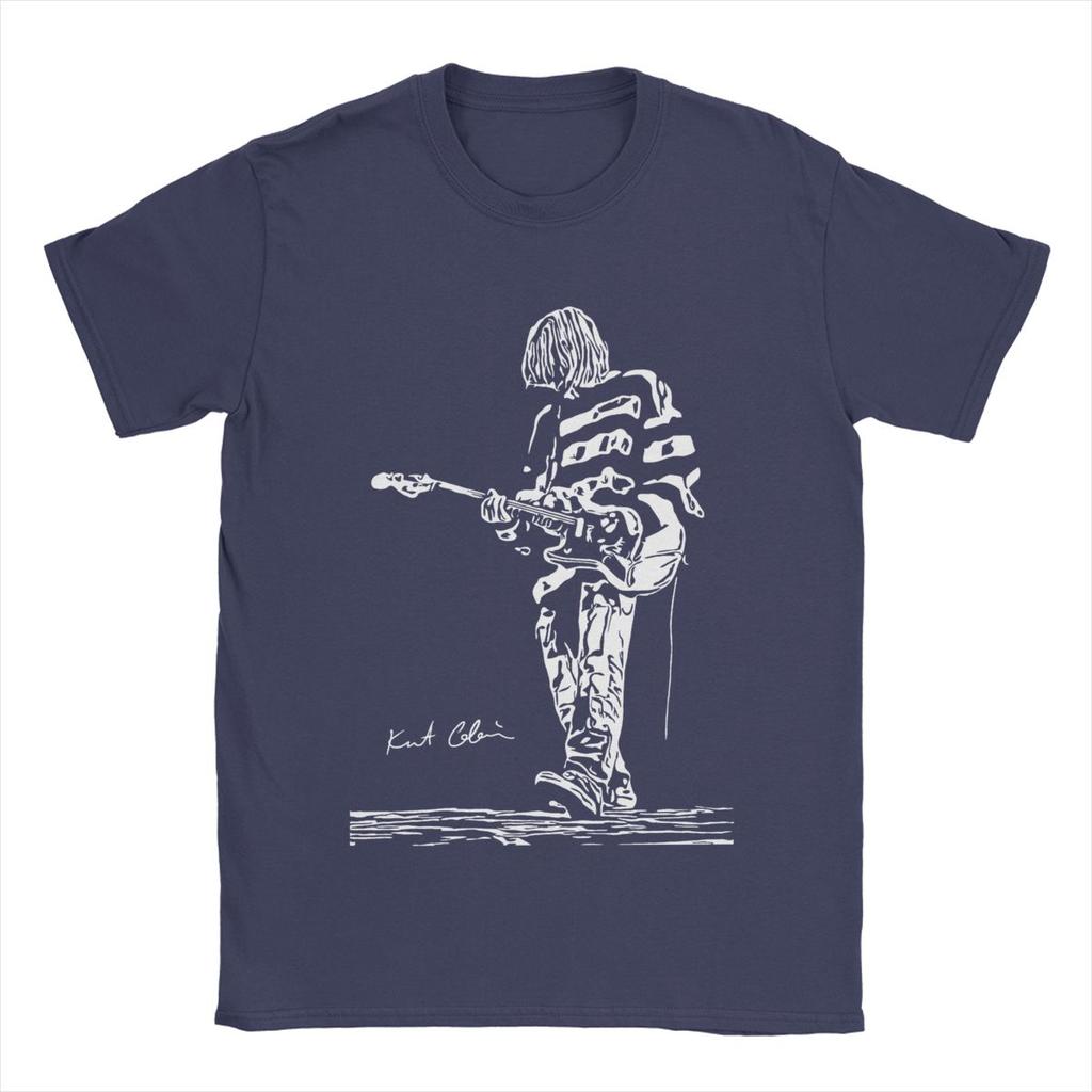 Kurt Cobain Gitarre Herren T-Shirts Cooles T-Shirt Kurzarm Rundhals T-Shirt 100% Baumwolle Klassische Kleidung