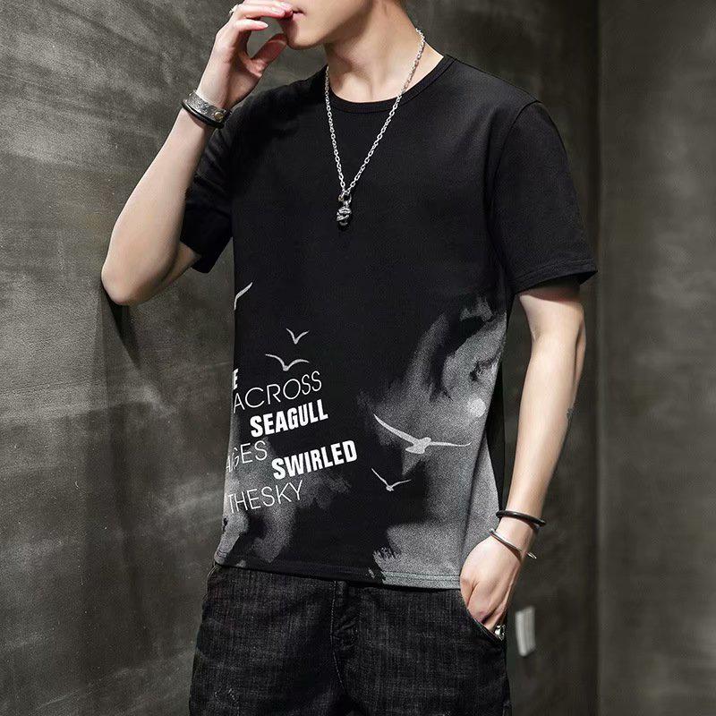 Men's 2024 Short Sleeve Loose Crew Neck T-shirt - Hong Kong Style Summer Trend