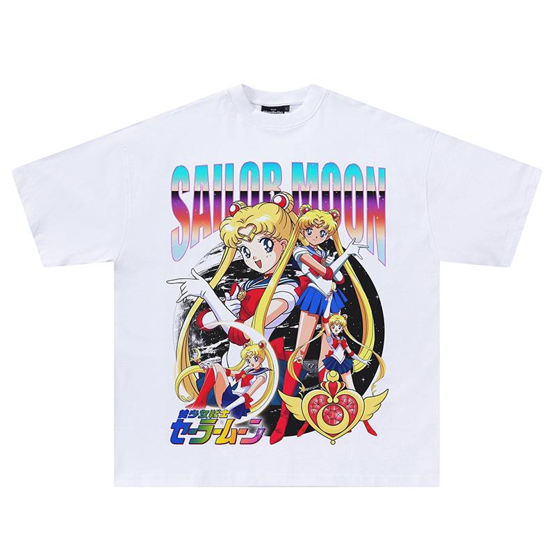 Sailor Moon Water Ice Moon T-Shirt, Vintage Anime Vintage American Style Short Sleeve Hip Hop Street